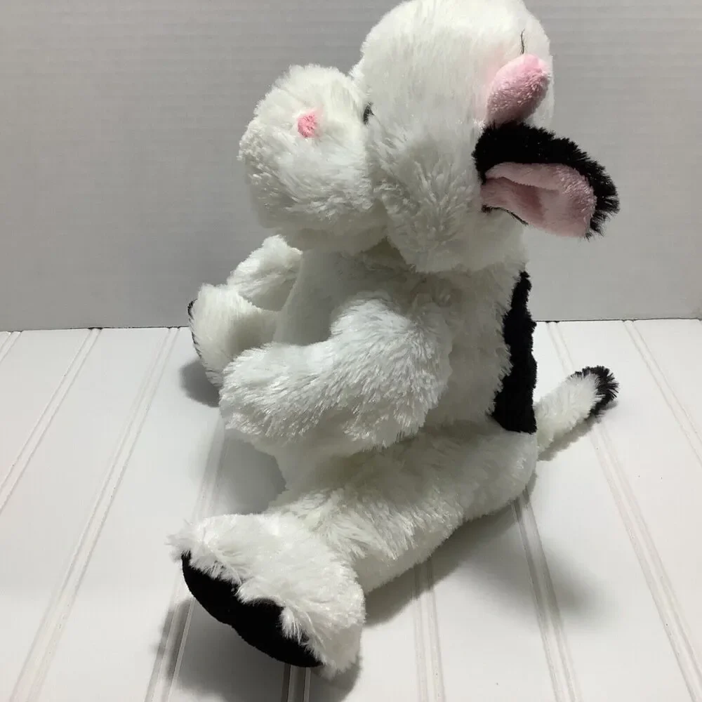 KellyToy Cow Hand Puppet 9” Plush White with Black Ears, story time